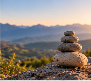 Stacked stones representing balance and steady progress