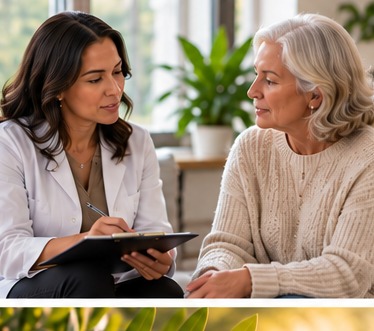 Healthcare professional discussing recommendations with an older woman